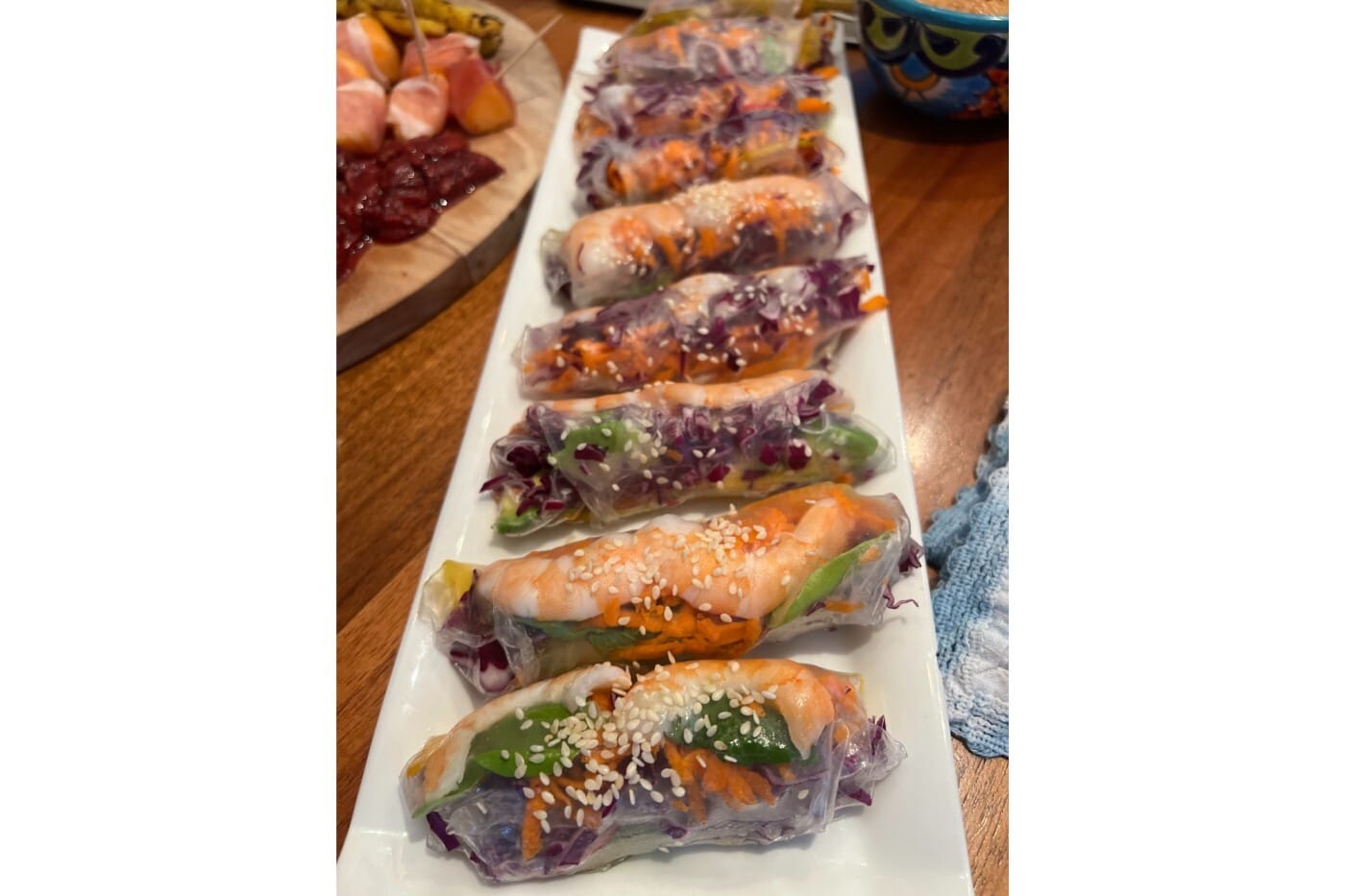 Colorful Vietnamese Spring Rolls on a platter