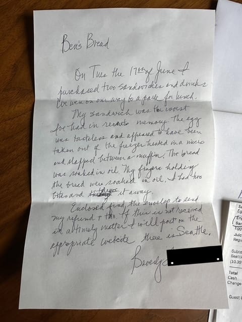 A handwritten letter