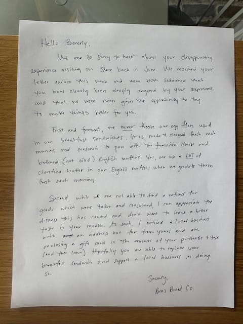 A handwritten letter
