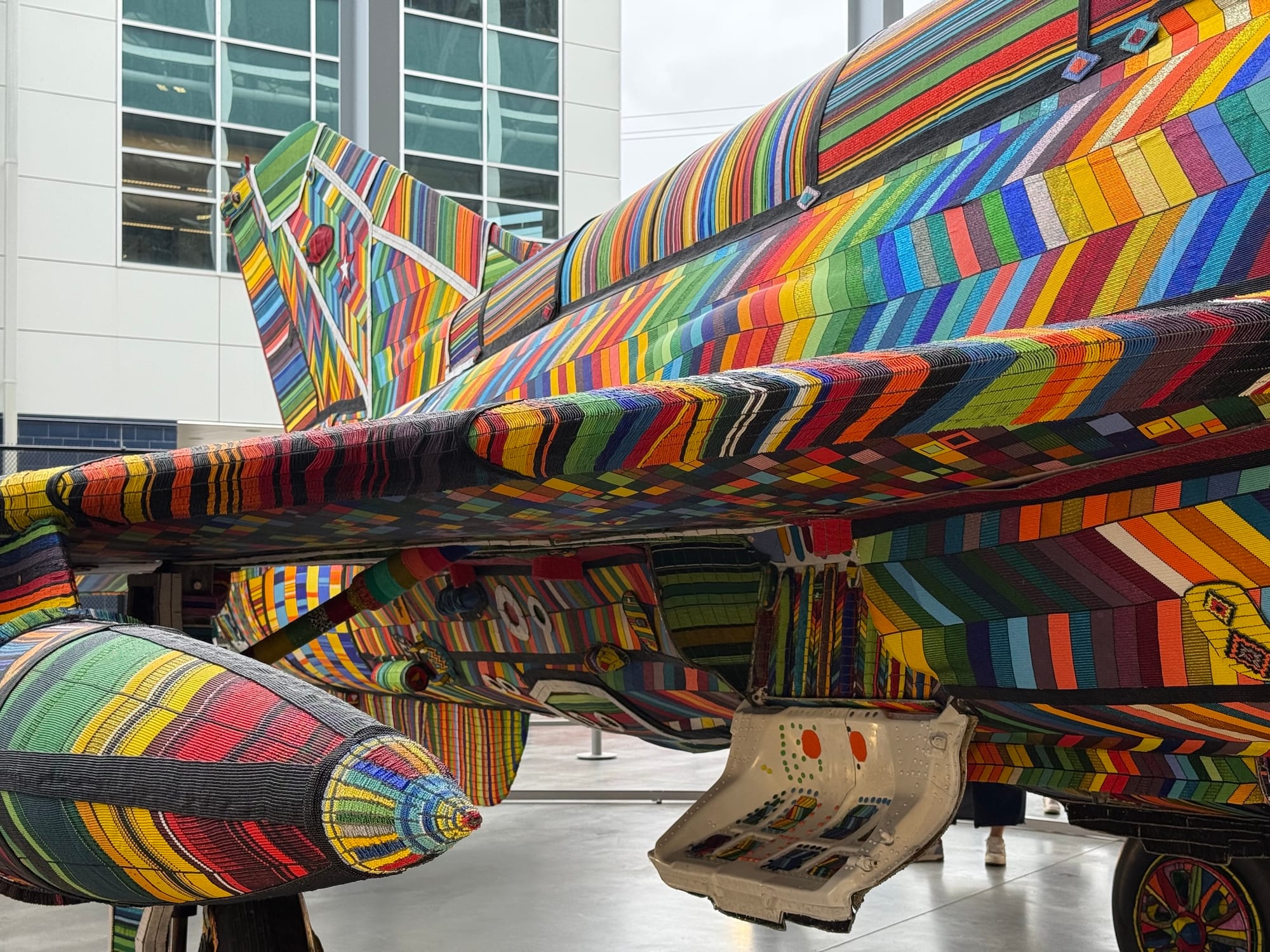 a jet covered in colorful beads