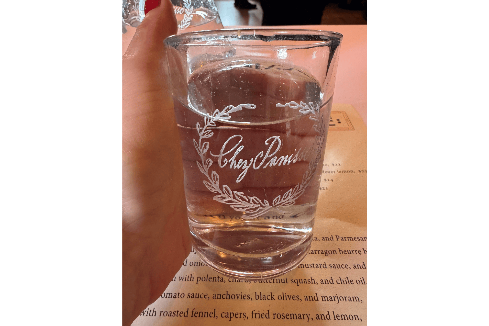An embossed water glass