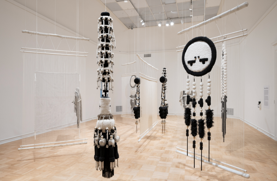 Hanging textile sculptures