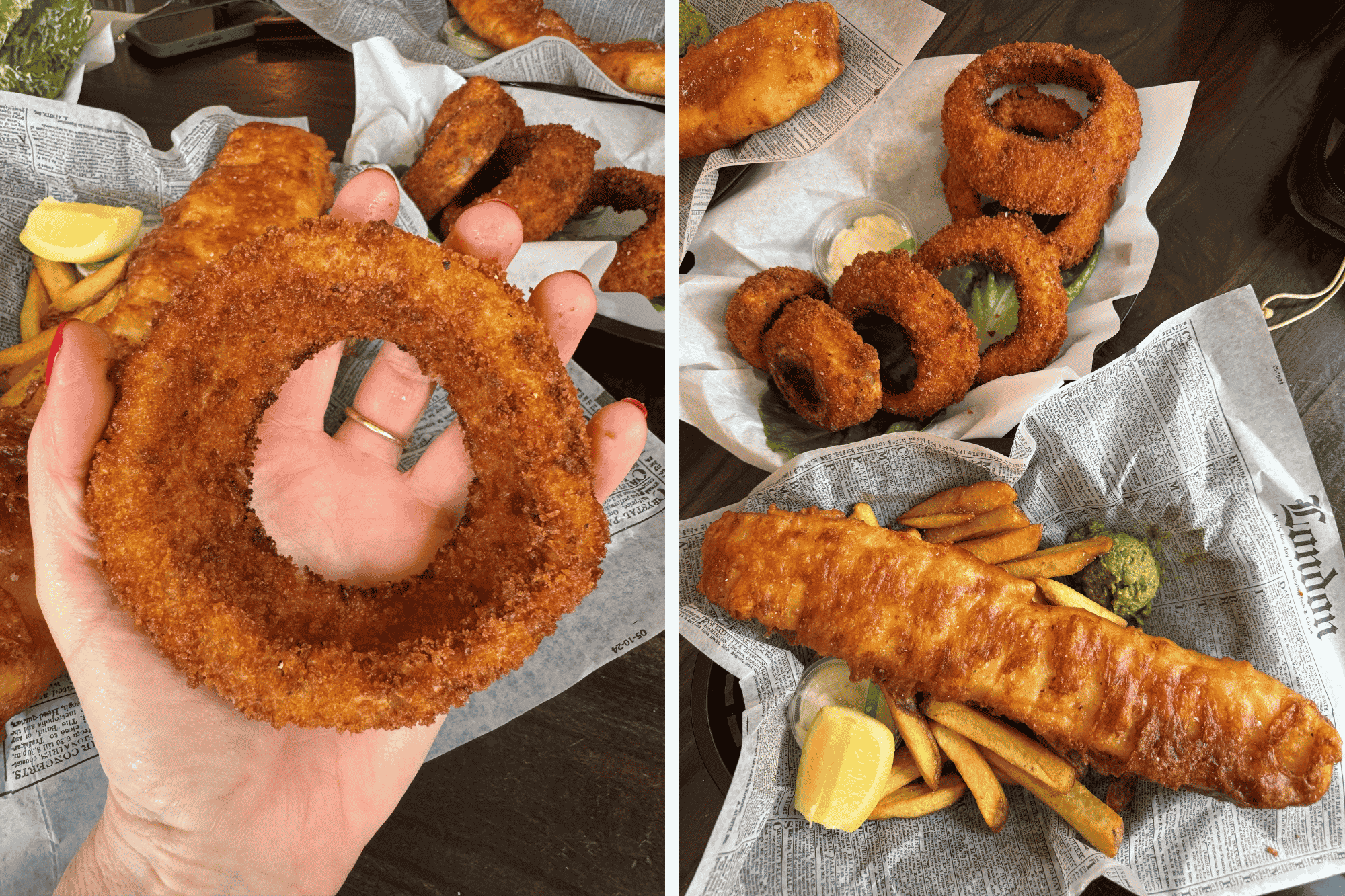 Fish and chips and onion rings