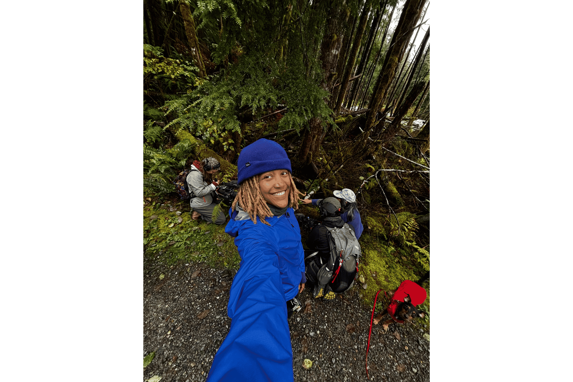 Alison takes a selfie on a hiking trail