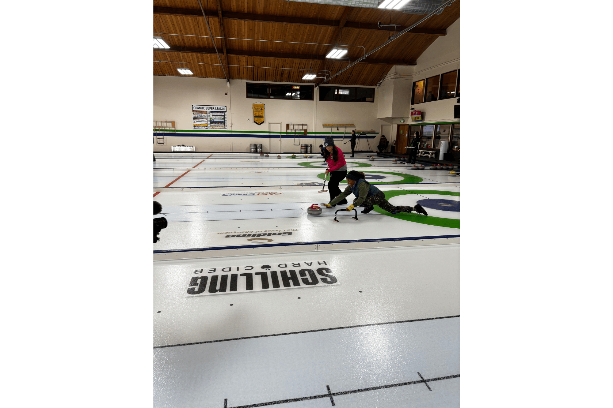 Two people curling