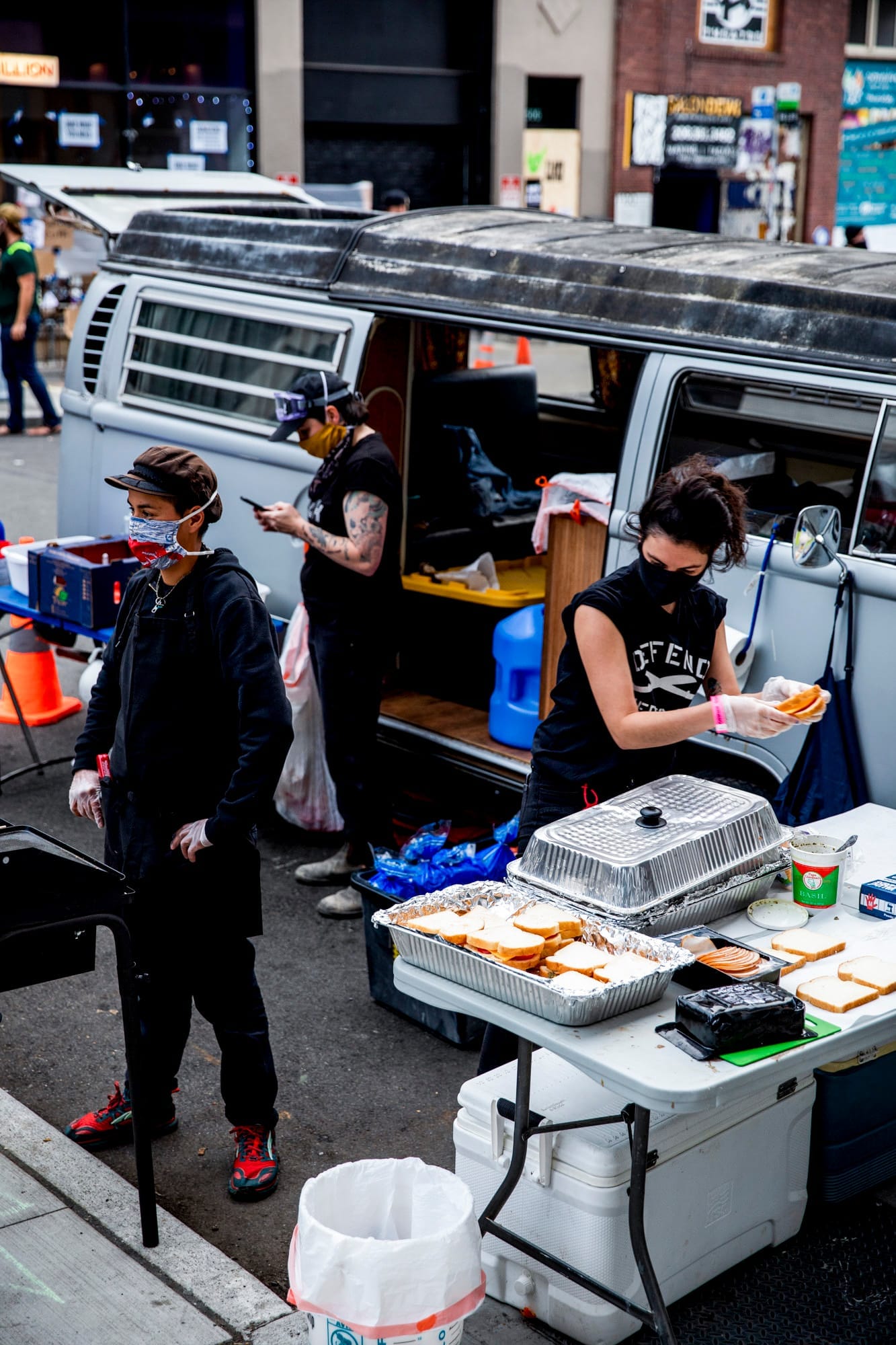 folks hand out grilled cheese