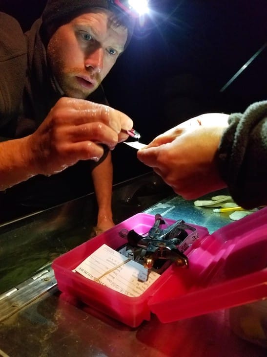 man taking samples