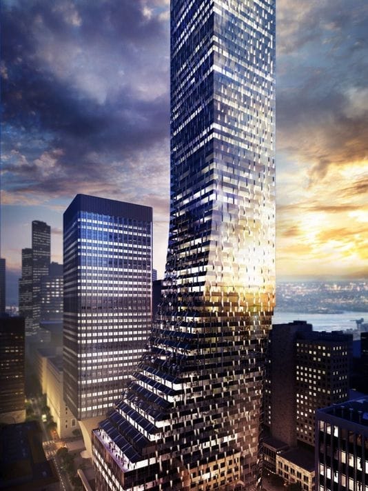 A rendering of the under development, 59-story Rainier Tower on Fifth Avenue and Union Street.
