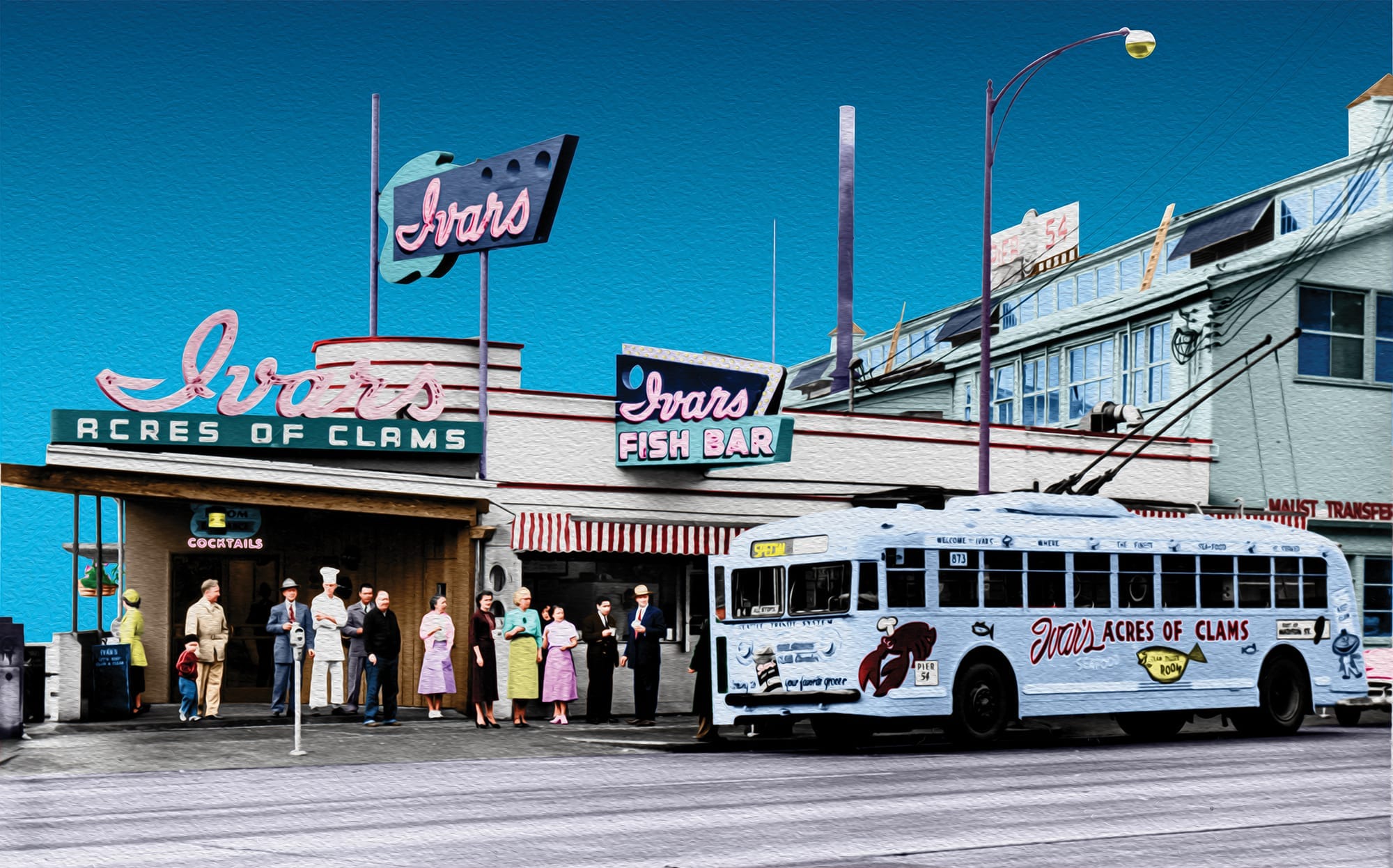 1950s-Ivar's Fish Bar w Clam Trolley-Oil Filter