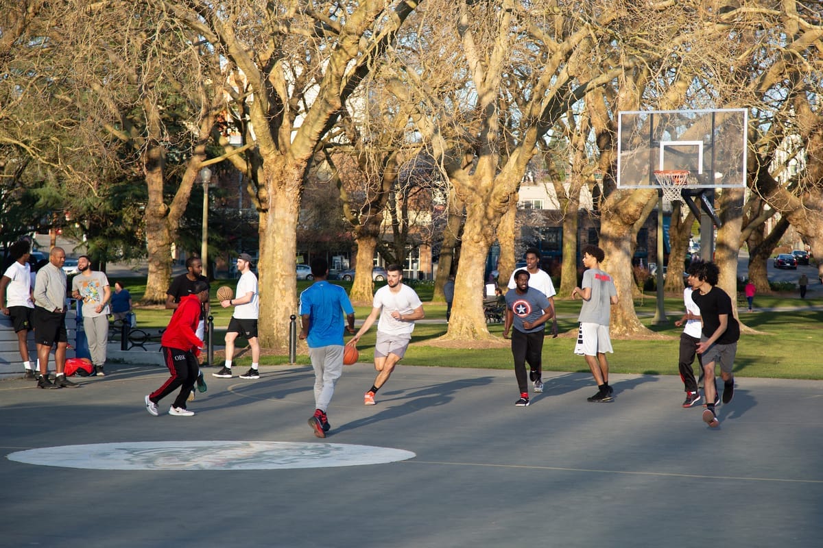 People playing basketball