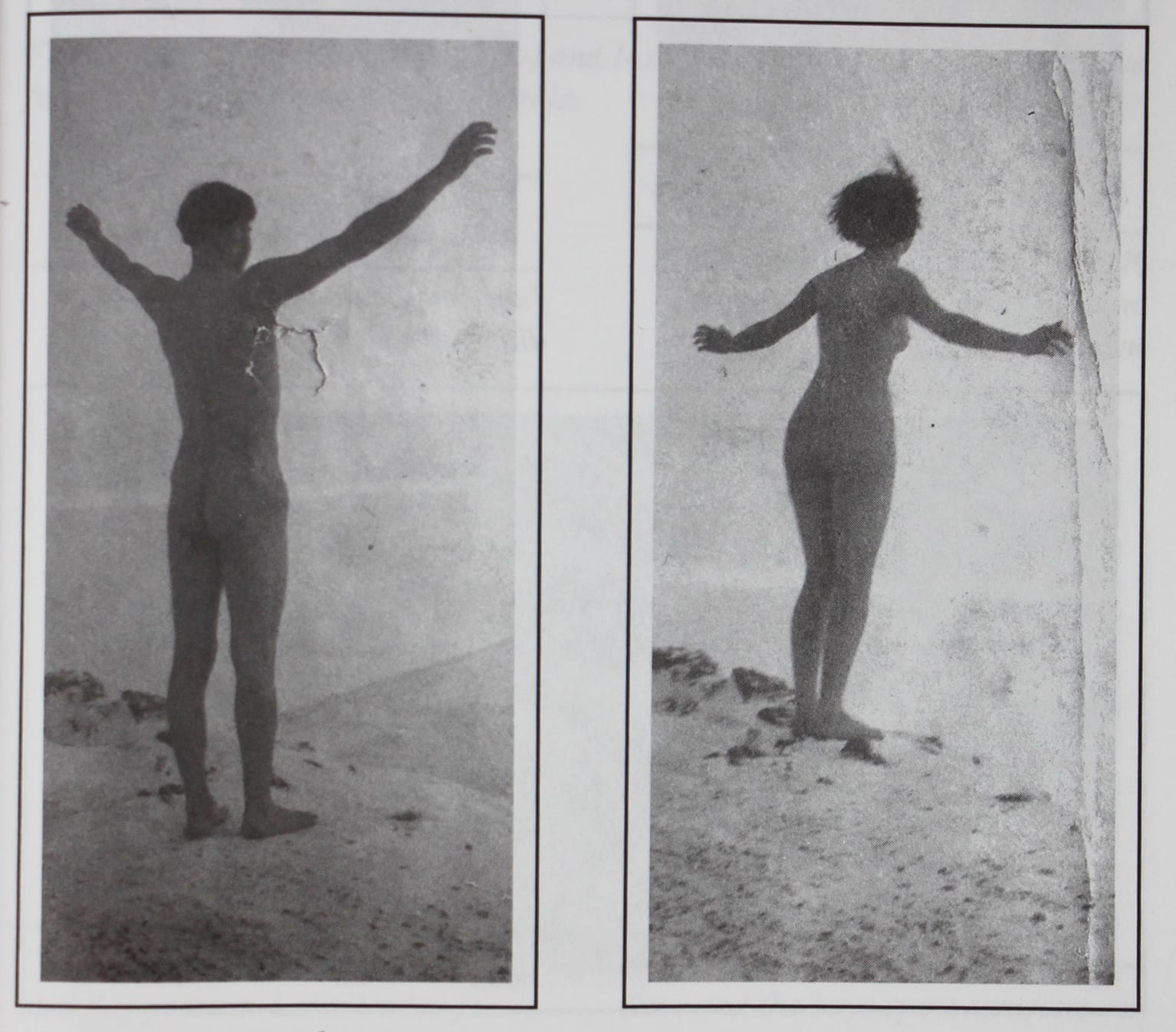 The Burns on St. Lawrence Island in Alaska. This photo – captioned “A bracing encounter” – was found in the first edition of “Living High”, but not in subsequent editions. 