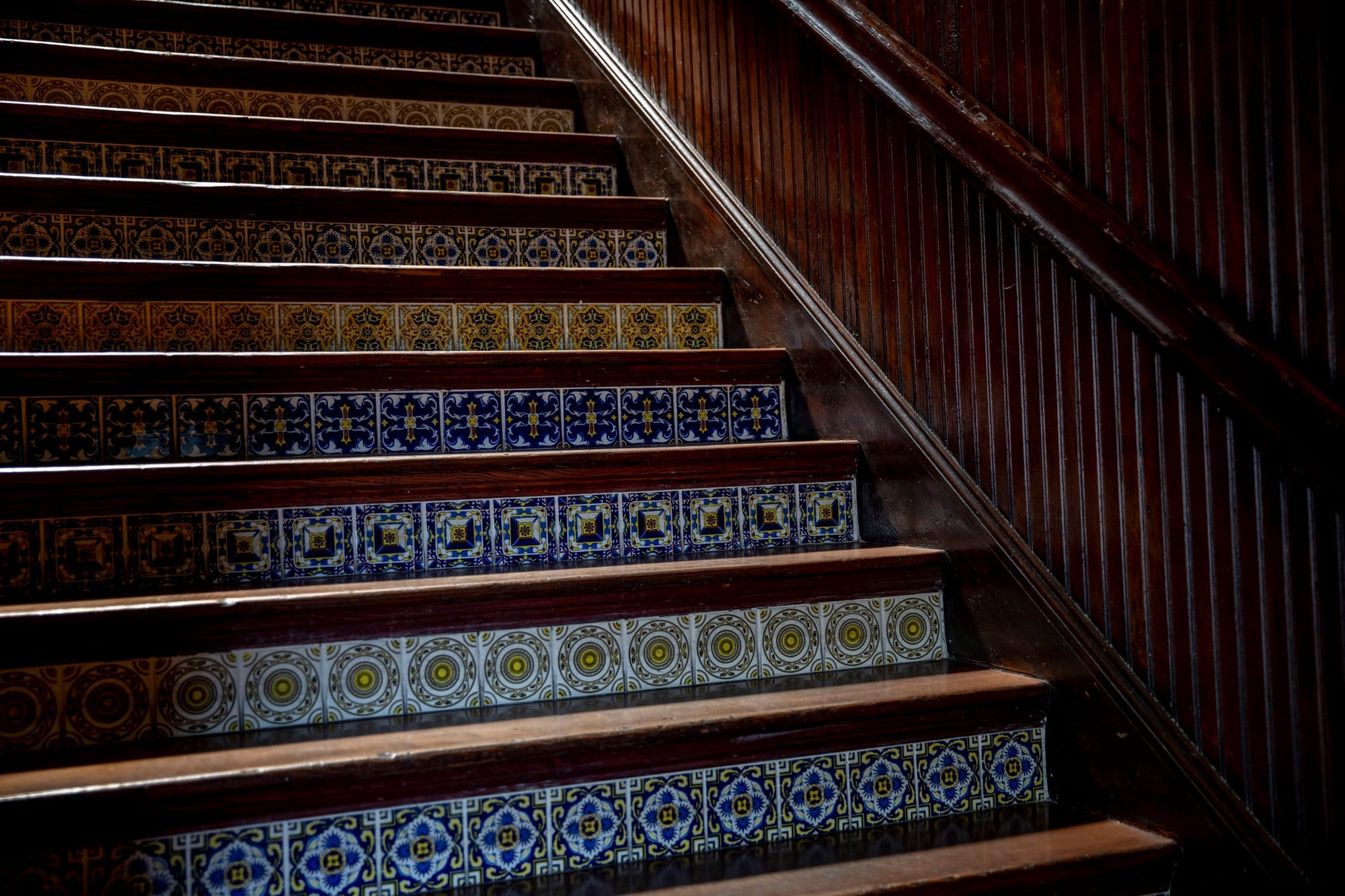 The original stairs of the Bertoldi Block, built in 1904 and currently owned by John Bennett, in the Georgetown neighborhood of Seattle on May 8, 2019. (Photo by Dorothy Edwards/Crosscut)