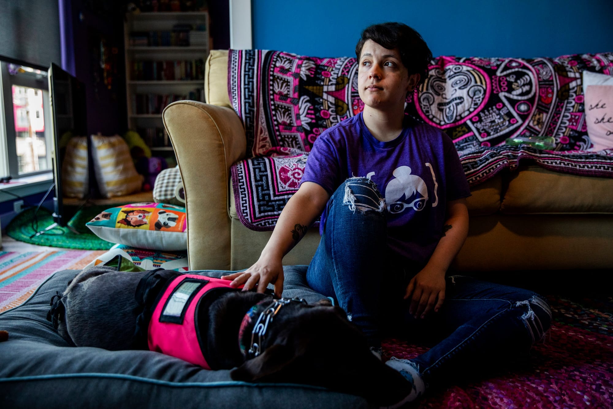 portrait of girl and her dog