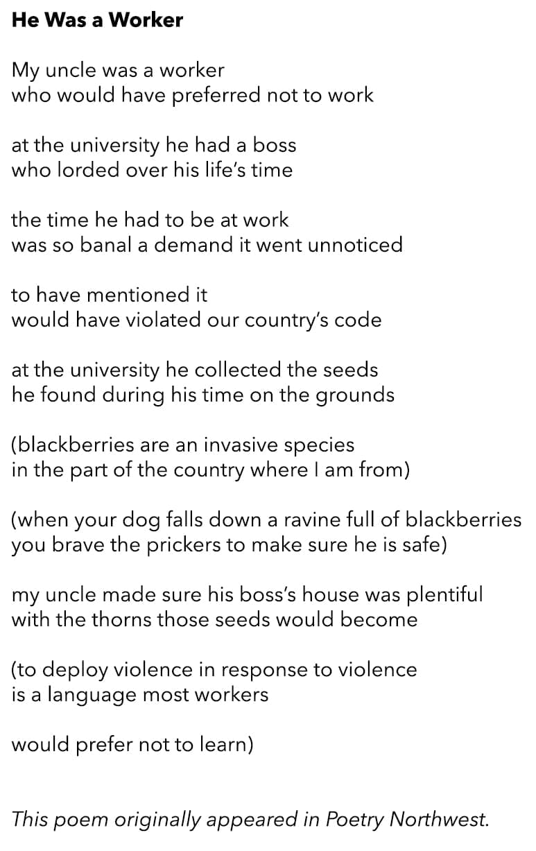 He Was A Worker poem
