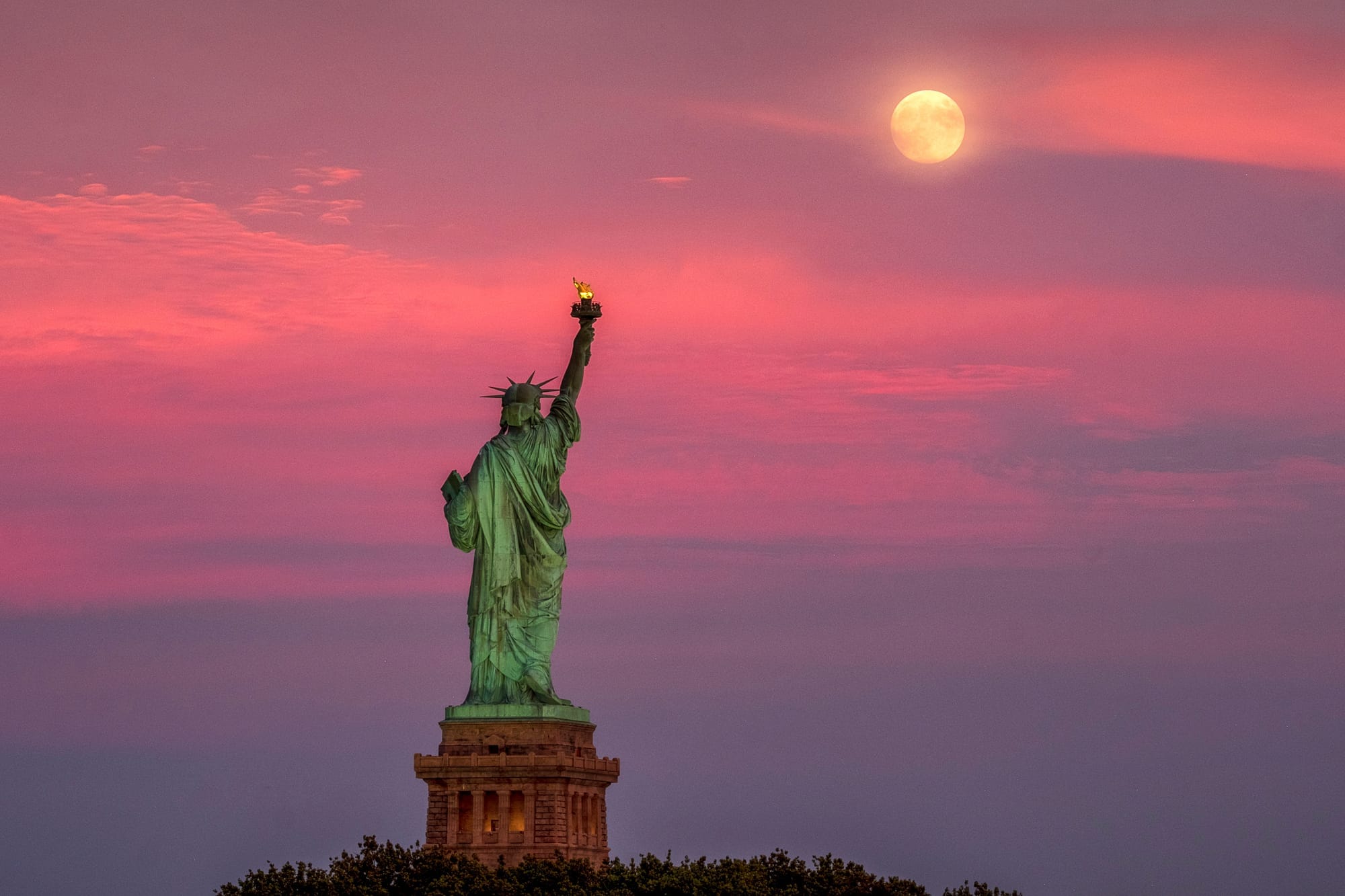 Statue of Liberty at sunset