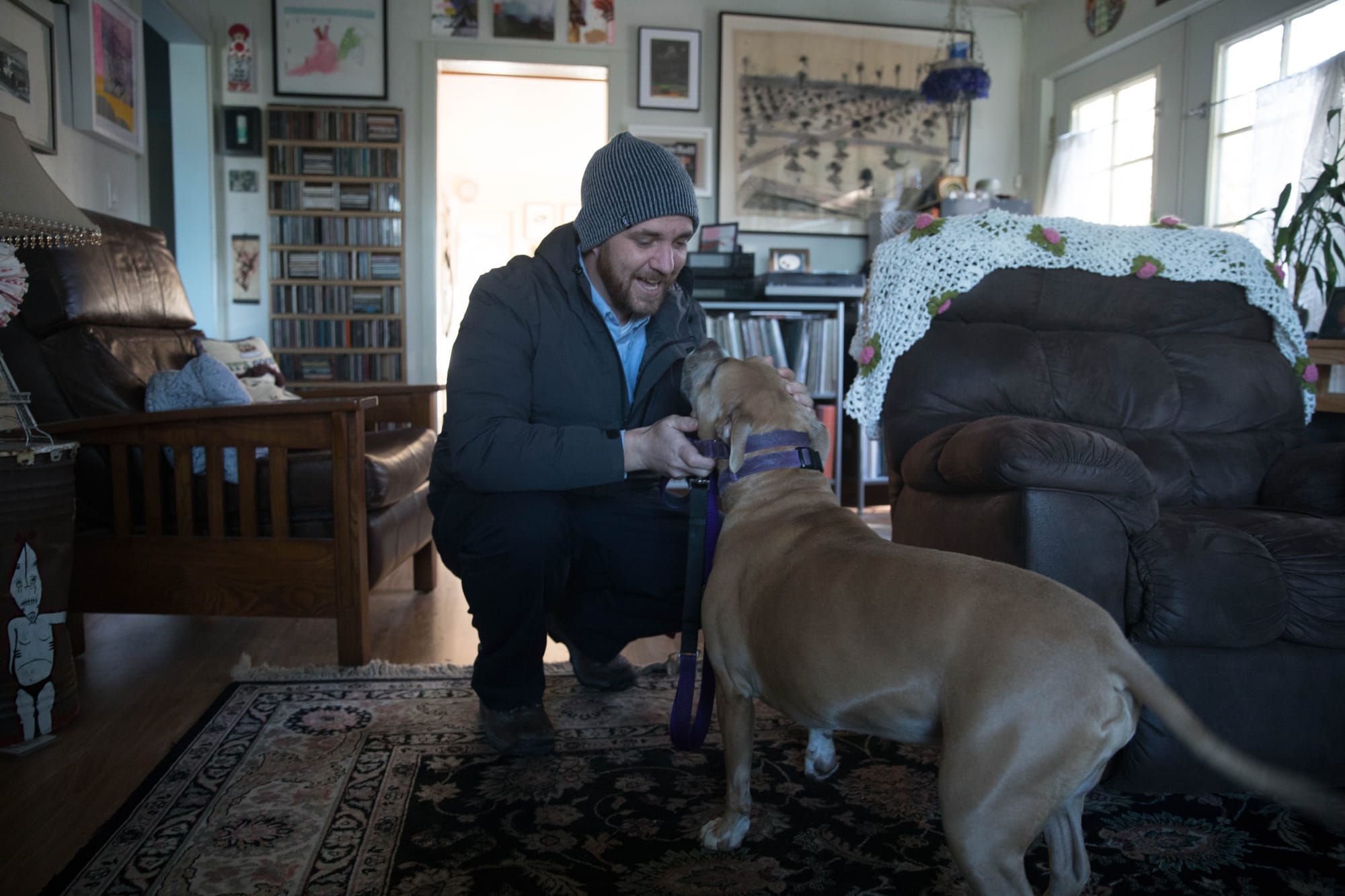 Clay with a client's dog.