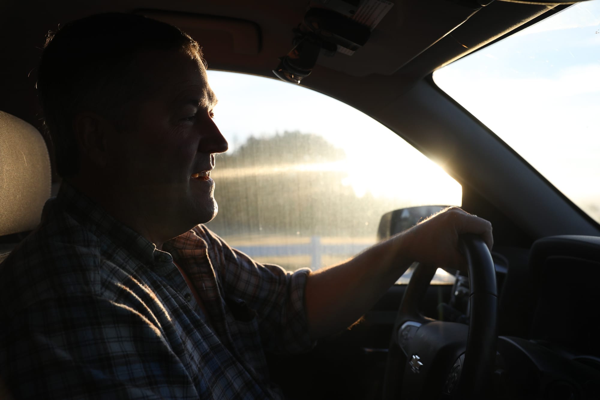 J.T. Wilcox in the truck