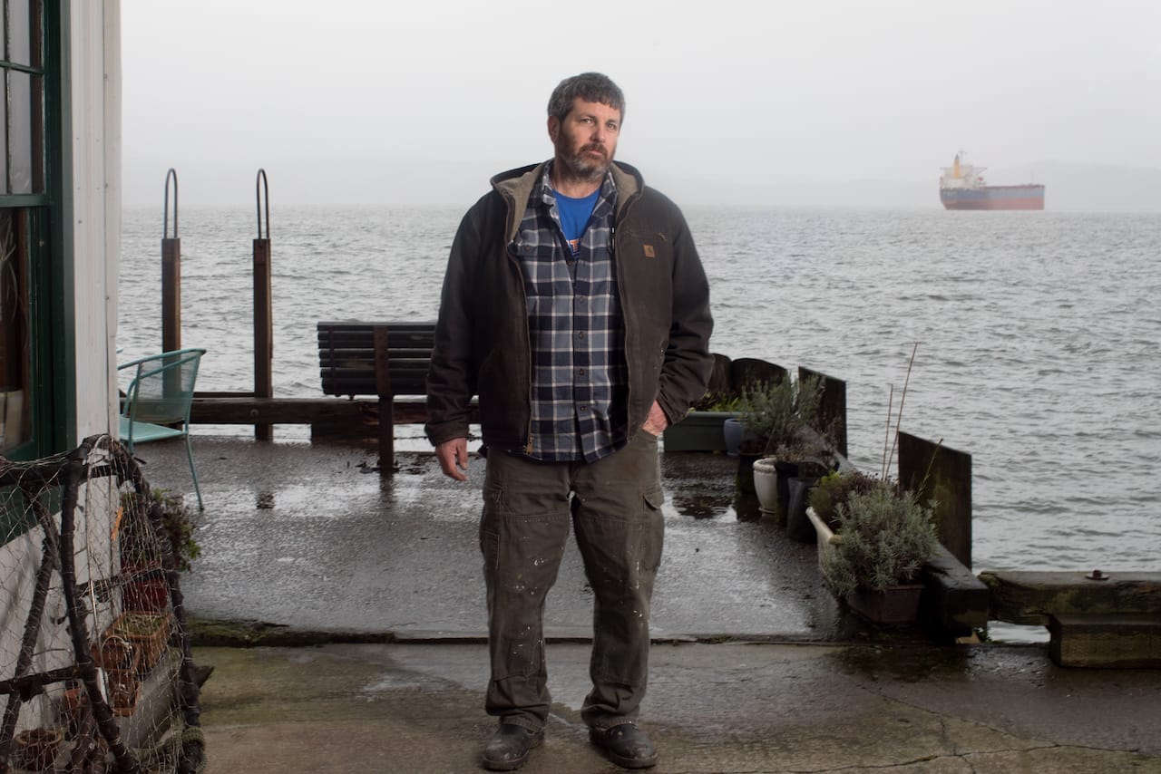 Rob Seitz on his fishing boat South Bay Wild at the Warrenton Marina near Astoria.