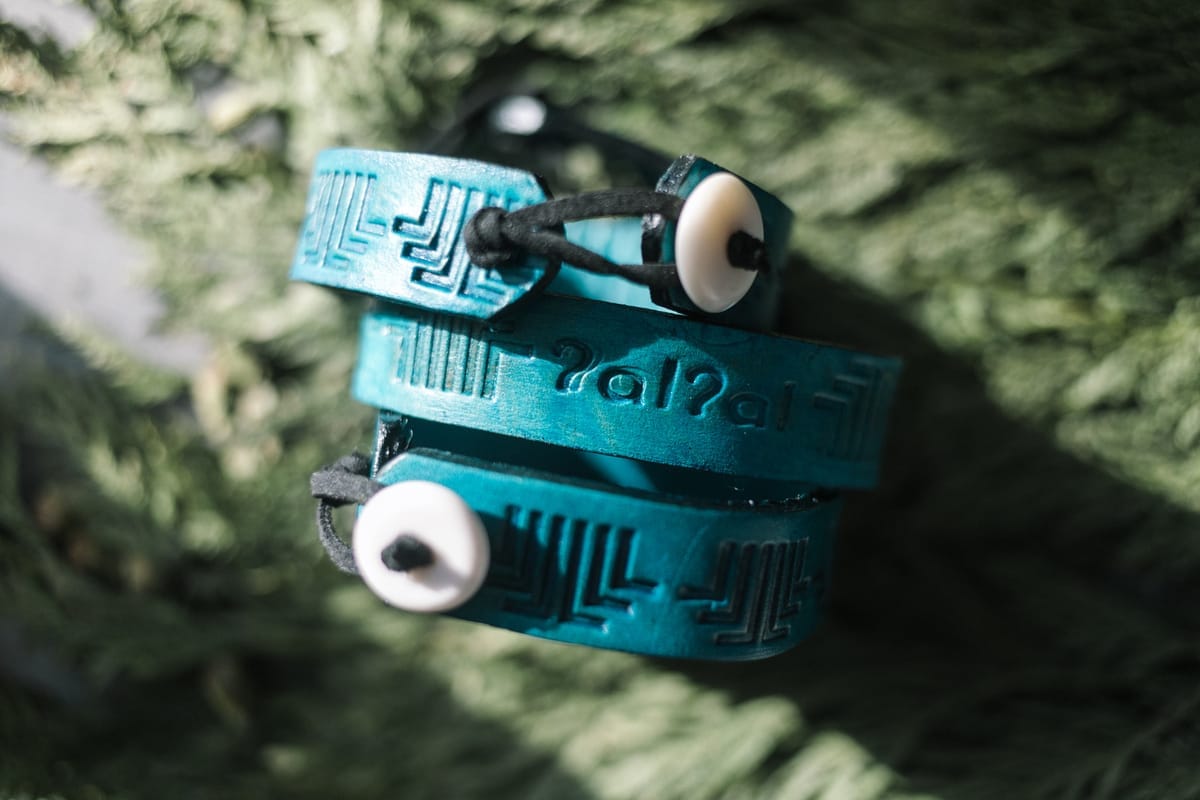 blue leather bracelet