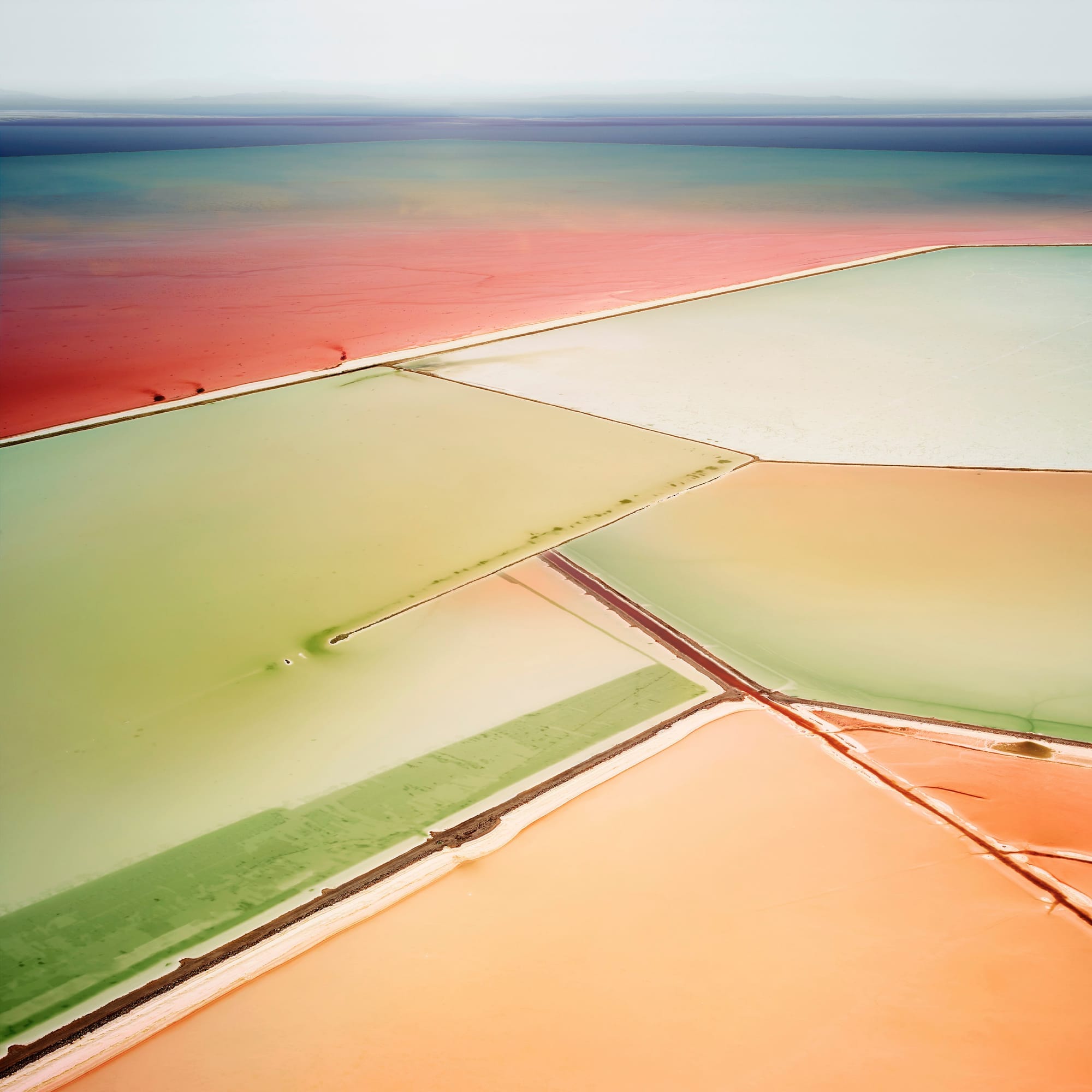 David Burdeny, “Saltern Study 06, Great Salt Lake, Utah, 2015” (2015), archival pigment print PHOTO CREDIT: Courtesy of Foster/White Gallery