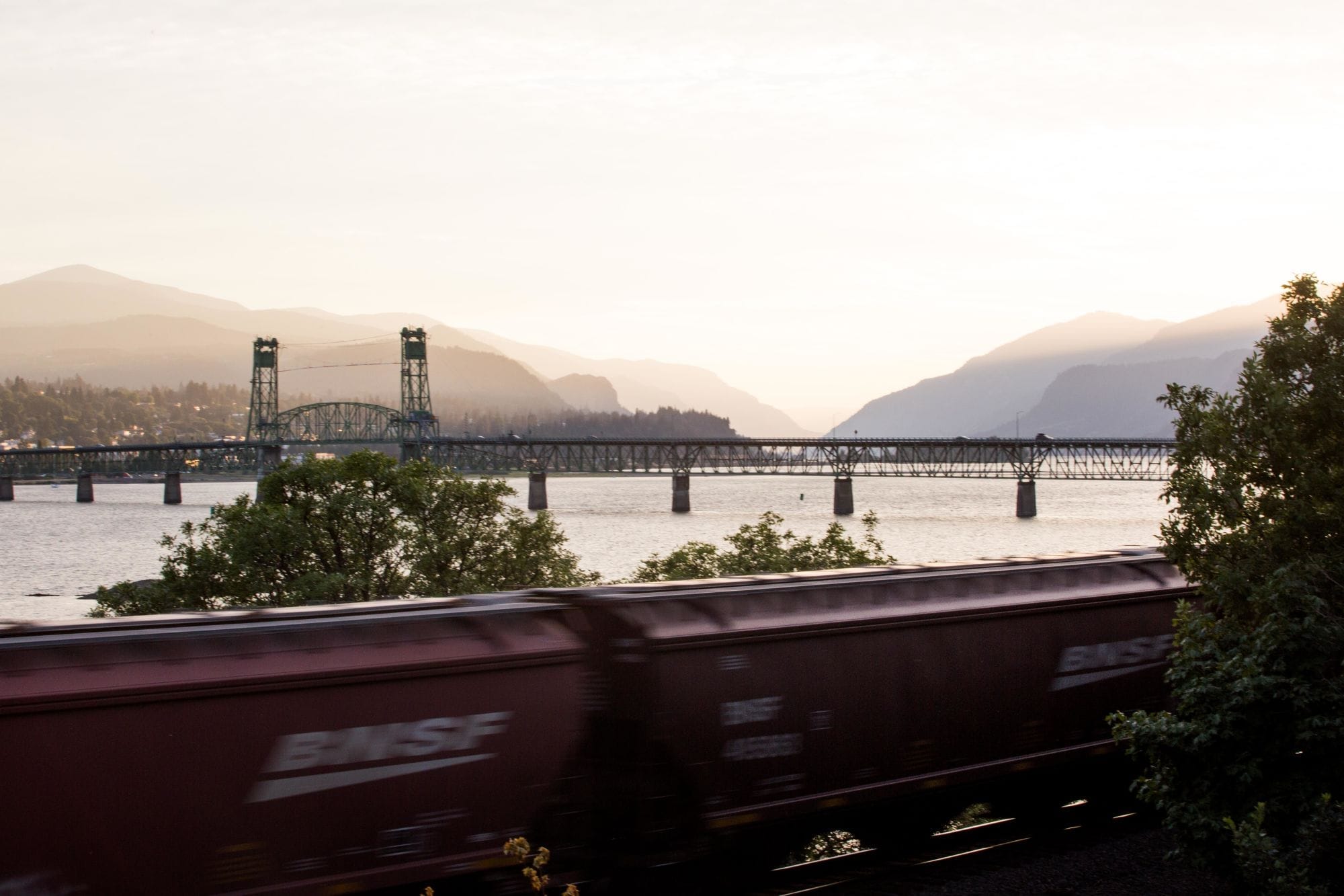 Train going by Hood river