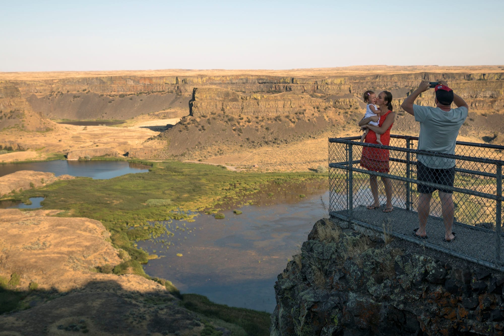 Tourists taking picture in Dry Falls State Park