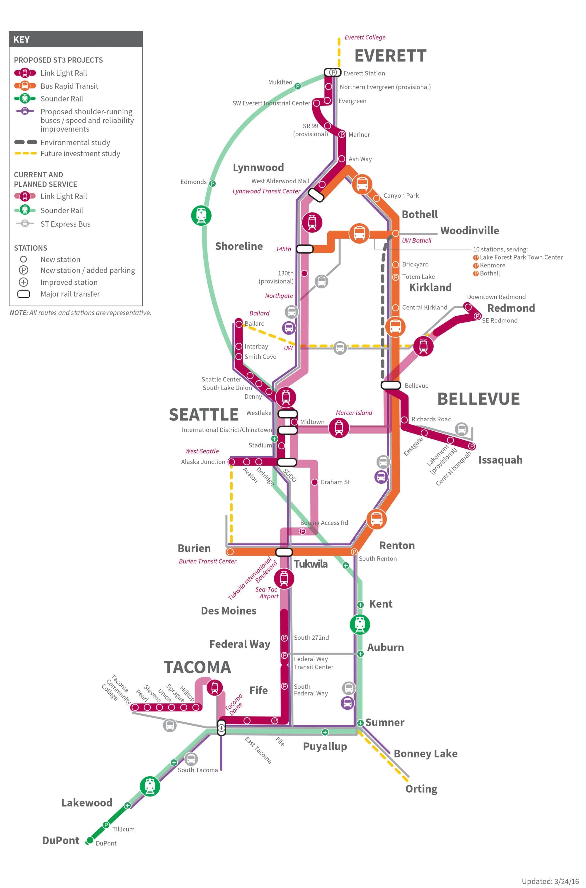 The proposed transit system if Sound Transit 3 is approved.
