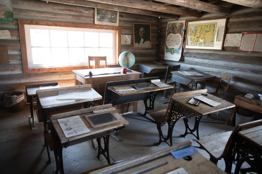 Interior of an old schoolhouse
