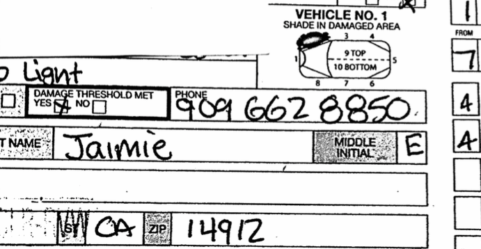 Draft 3 of the police report with the phone number.