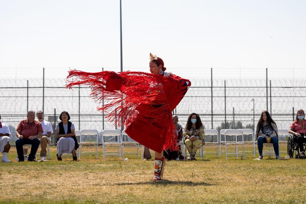 Berta Kakinoosit dances in regalia