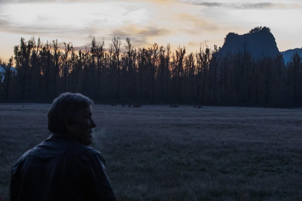 Bill Onthank at dusk in Skamania County
