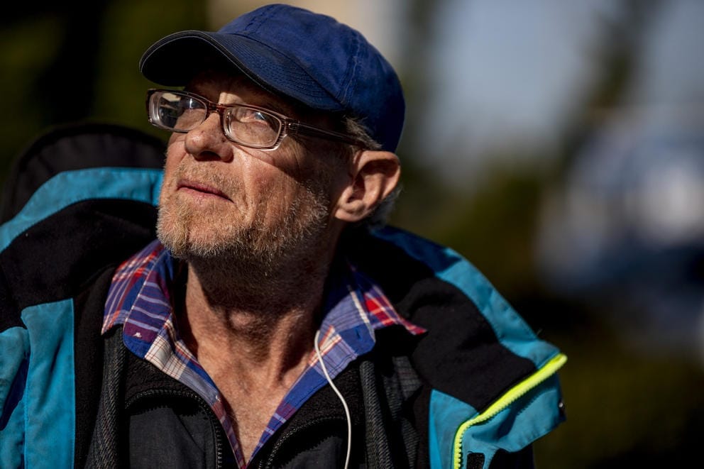 Man outside hotel