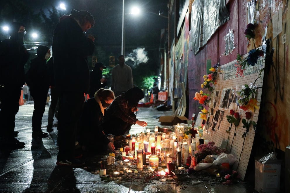 candles at the memorial at CHOP