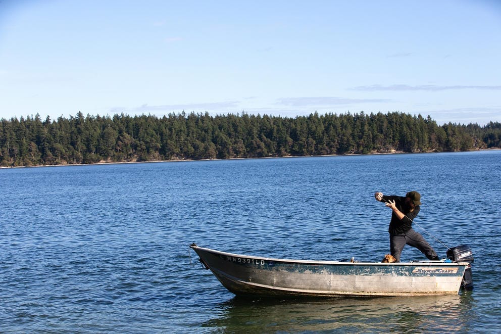 Man on boat on water