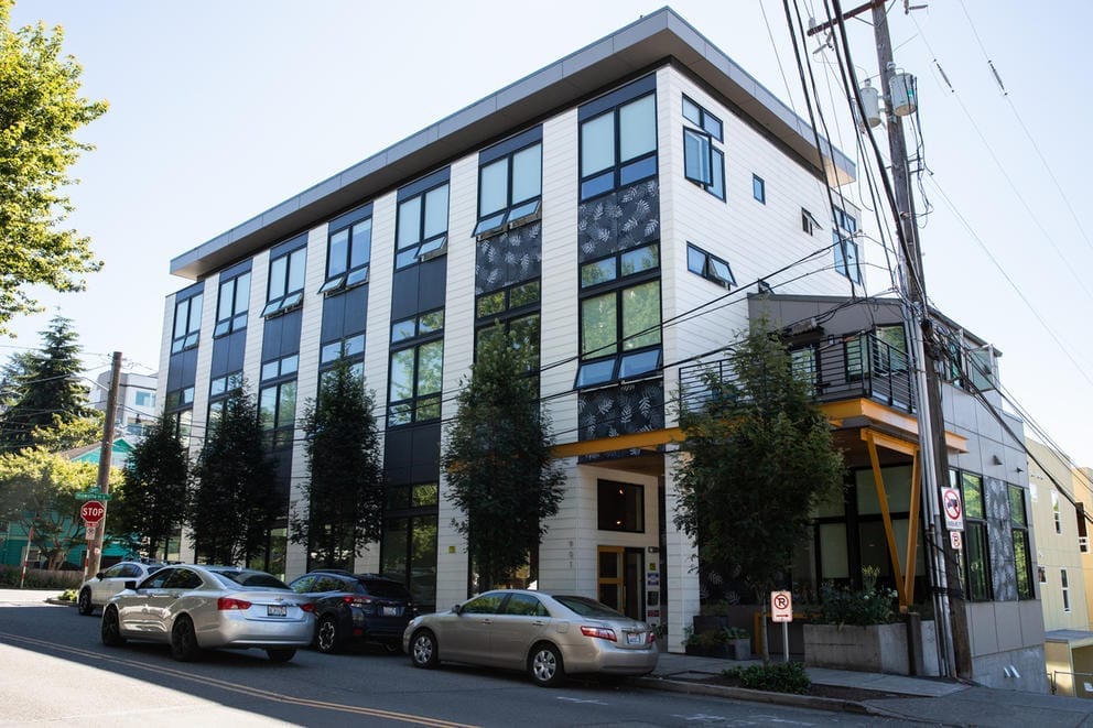 The outside of a micro housing apartment building