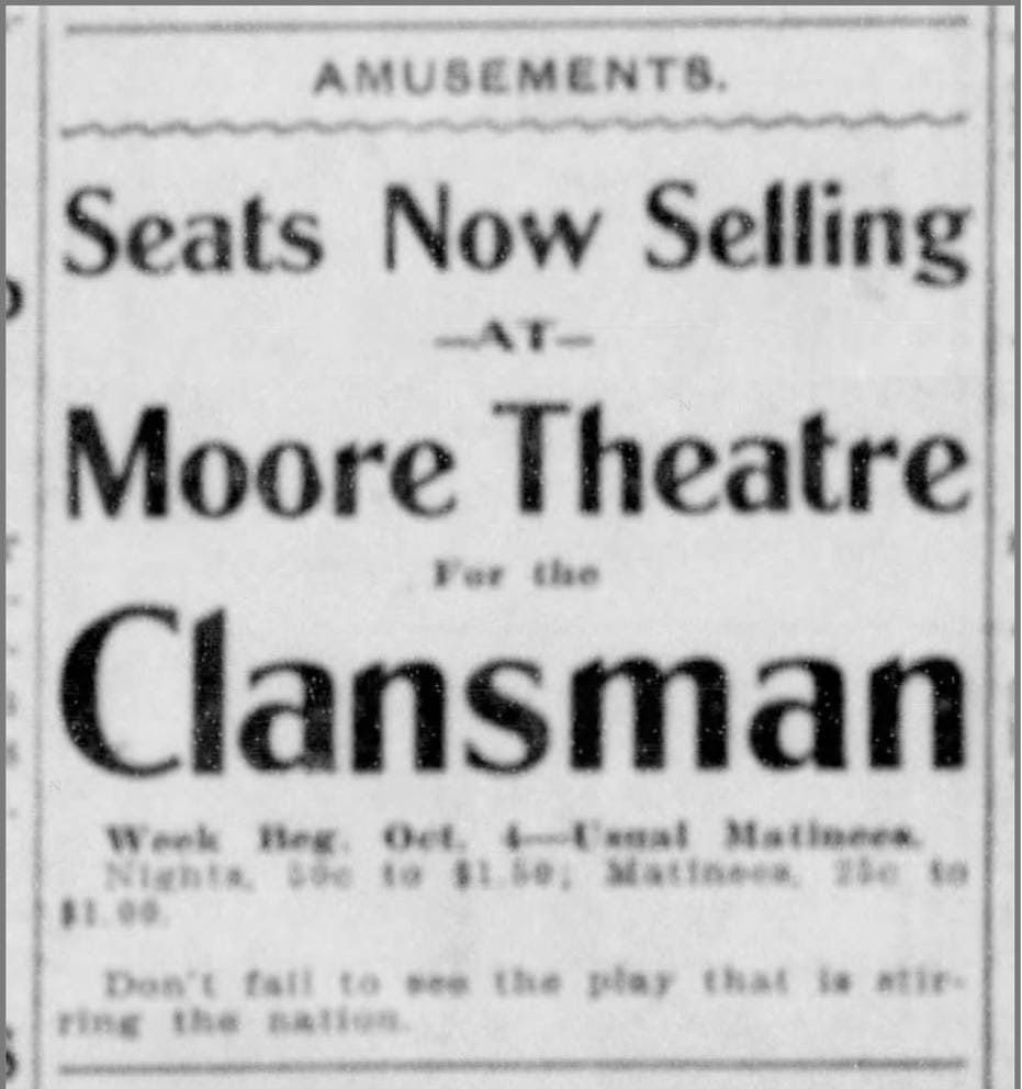 a newspaper ad reading 