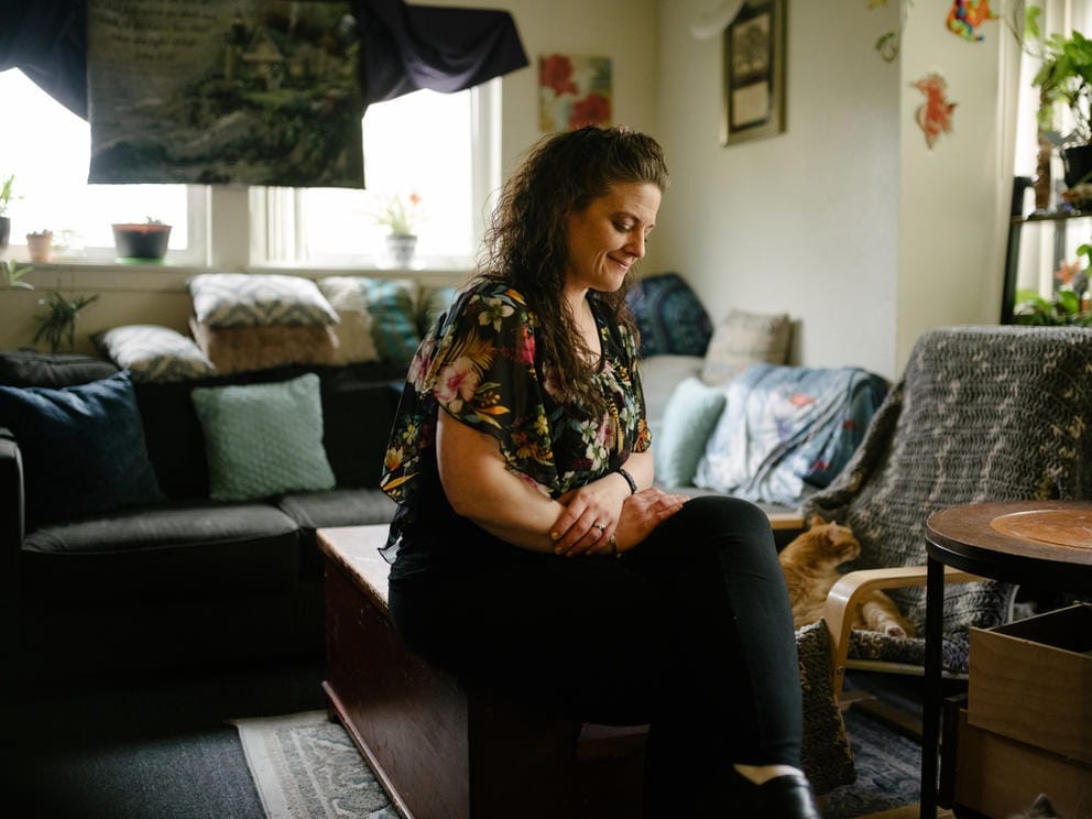 Dorothy Gorder in her living room
