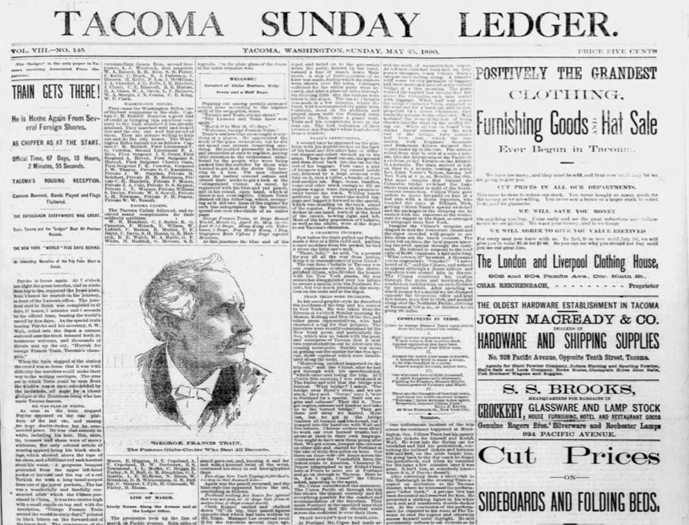 an 1800s newspaper clipping from the Tacoma ledger