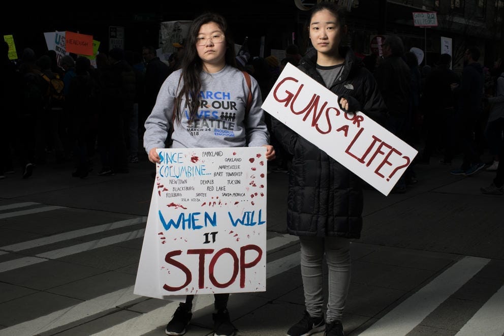 Deborah Kwon, 16, and Kaylin Jeon, 17, both of Bellevue