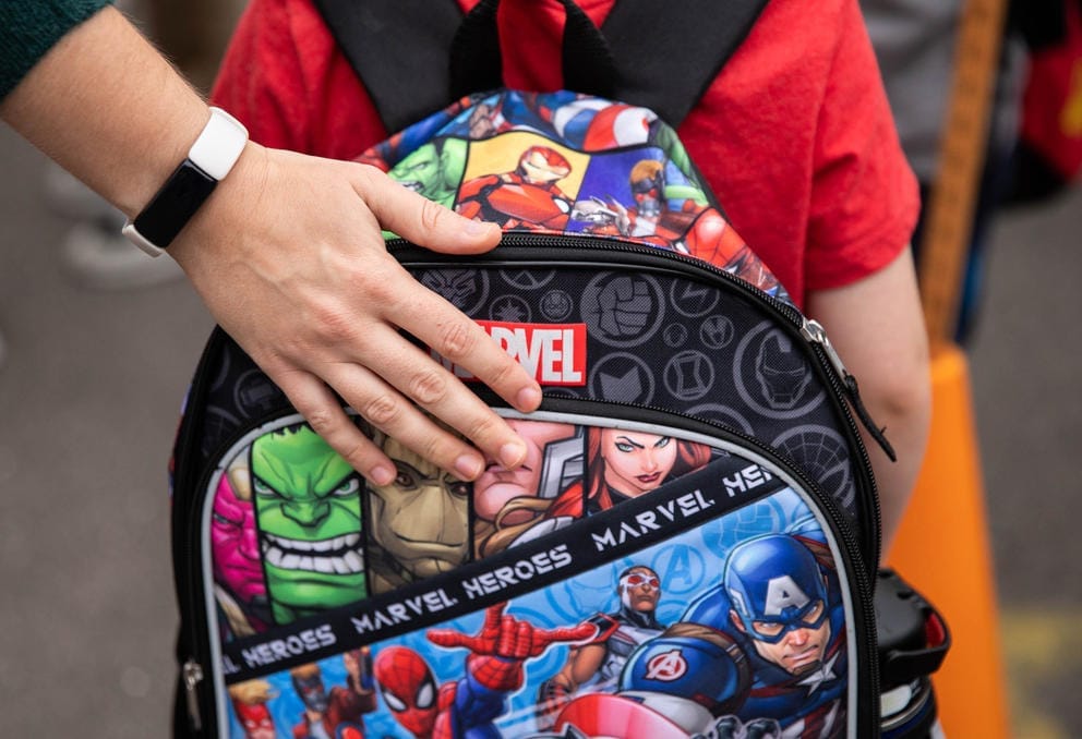 Student backpack on the first day of school