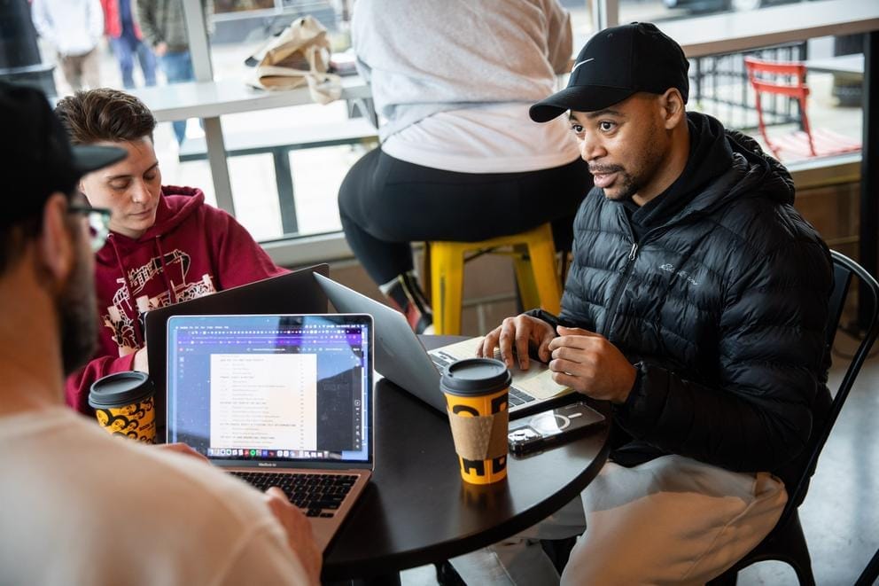 Walrond working in a coffee shop