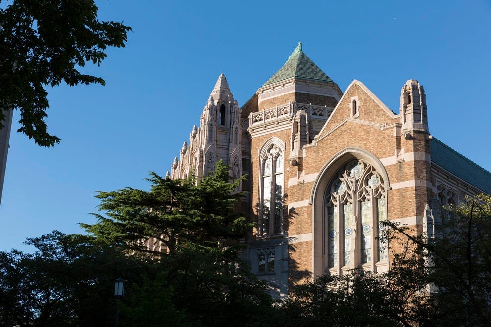 UW's Suzzallo library seen from below