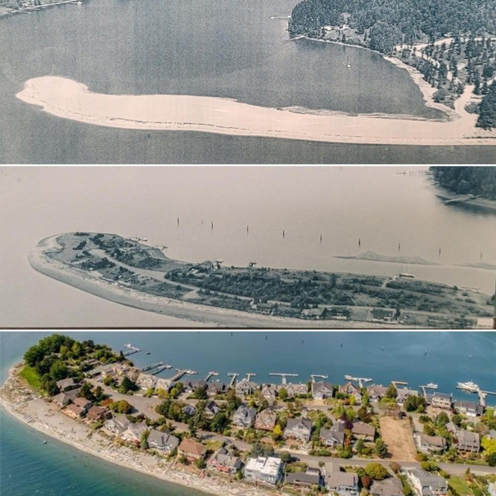 Changes over the years to Allotment #42 and the Miller Bay sand spit on the Port Madison Indian Reservation.