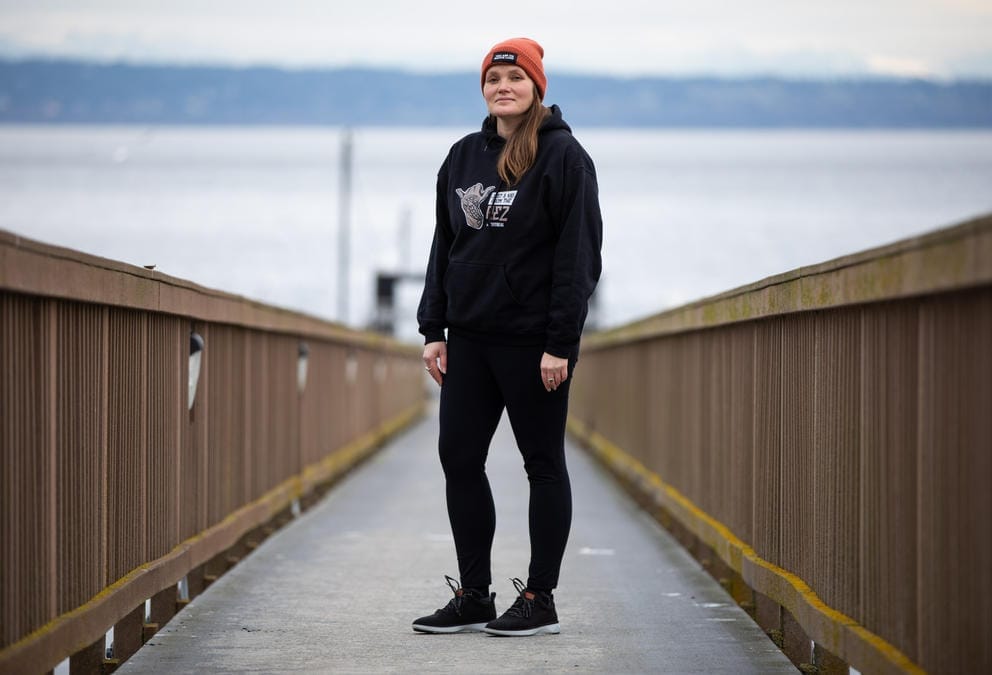 Angee Harrington on a boardwalk