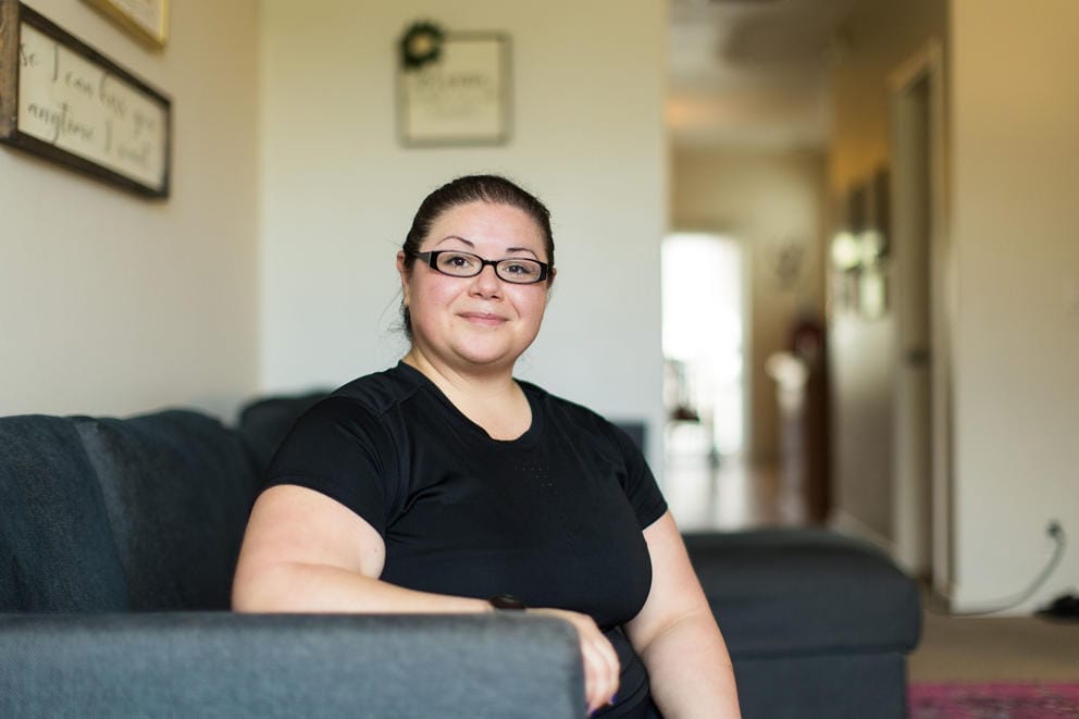 America Lunsford in her home at JBLM