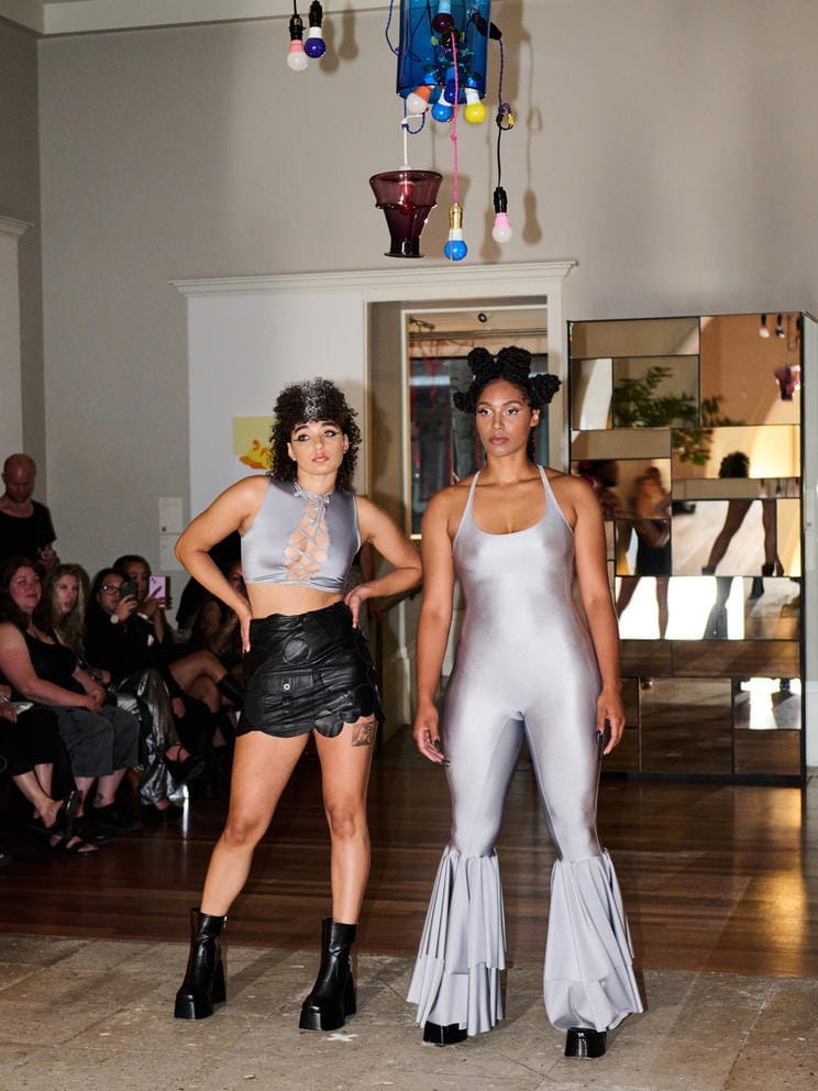 Models walk in dan mcLean’s show Runway 7:20 at XO. (Chona Kasinger for Crosscut)