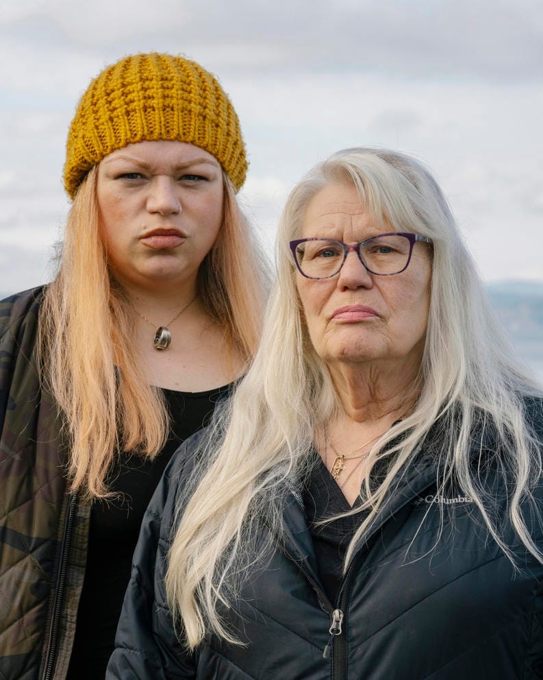 A close up of two women.