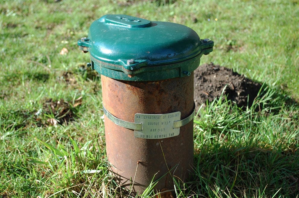 A Washington Department of Ecology test well in the Lazy Acres neighborhood in Tumwater.