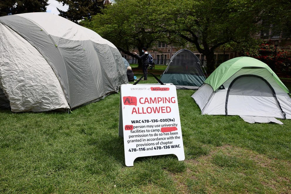 no camping sign that the students altered.