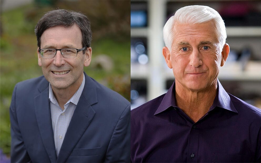 Candidates for Washington State Governor, left, Democrat Bob Ferguson and Republican Dave Reichert.